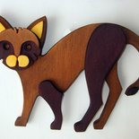 Gatto in legno colorato - Felix 