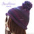 berretto cappello donna melange viola pon pon 