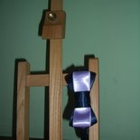 Cerchietto blu con fiocco glicine.