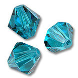 15 Cristalli Modello Bicono Swarovski 4mm Blue Zircon