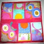 foulard di seta pura motivo "gufetti"