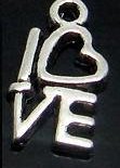 10 CHARMS - PENDENTE - COLOR ARGENTO "LOVE" 14x8mm