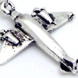 2 CHARMS COLOR ARGENTO AEREOPLANO 37x23mm 