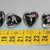 LOTTO 2 MAXI CUORI NERI VETRO LAMPWORK 
