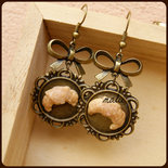 orecchini croissants cameo e fiocco ♥ VINTAGE ♥ 