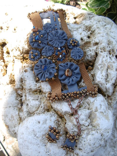 bracciale + orecchini avio in stoffa