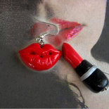 orecchini red lips in fimo