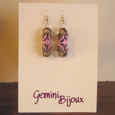 Orecchini Chainmail Brown Pink Orecchini Chainmail Brown Pink