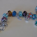 SALDI!! Braccialetto Pandora style bracelet with glass beads and charms