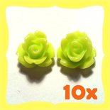 10x Roselline in resina 6,5mm verde chiaro