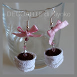 Orecchini caffè amigurumi rosa