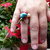 Anello madrepora, howlite, perle