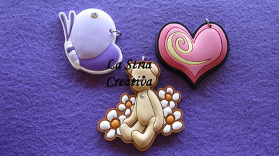 lotto 3 pz charms farfalla-cuore-orso lotto 3 pz charms farfalla-cuore-orso