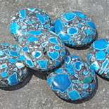 1 perla a pastiglia in pietra sintetica blu celeste - effetto granito
