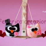decoro gufi sposi, feltro,fatto a mano