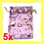 5 Sacchetti organza 9x12cm viola
