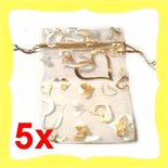 5 Sacchetti organza 9x12cm bianco