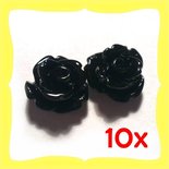10x Roselline in resina 6,5mm nero