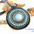 CIONDOLO medaglione etnico azzurro blu celeste con cabochon soft touch e perline