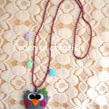 collana gufo feltro, grigio,handmade in italy