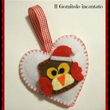 Decorazione Natale cuore con gufetto
