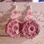 Orecchini uncinetto rosa glitter
