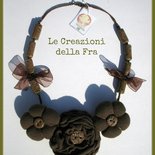 Collana Fiore imbottito in tessuto - marrone