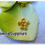 20 PZ MICROPERLA IN METALLO DIAMANTATA TONDA 4mm color ORO