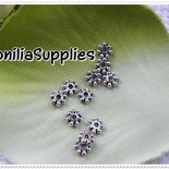 35 PZ PERLE RONDELLE INTERCALARI METALLICHE PIATTE 4mm COLOR ARGENTO ANTICO
