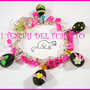 Bracciale "Ovetti di pasqua al cioccolato" mod. ovetti piccoli madreperla fucsia fimo cernit kawaii