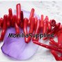 	 15 pz PERLE DENTINI RAMETTI CORALLO BAMBU' ROSSO