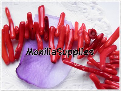 15 pz PERLE DENTINI RAMETTI CORALLO BAMBU' ROSSO 15 pz PERLE DENTINI RAMETTI CORALLO BAMBU' ROSSO