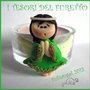 Bomboniera "Fufuangel Verde Mela" Angelo Battesimo Cresima Comunione Matrimonio Segnaposto fimo cernit kawaii