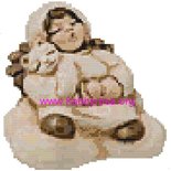 Schema punto croce " Angelo su nuvola con gatto " Thun