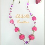 COLLANA ALL'UNCINETTO COLORE FUCSIA CON PIETRE DURE