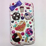 Cover per galaxy ace plus con dolci muffin leccalecca fiocco strass e perle fatto a mano 