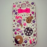 Cover custodia mascherina per galaxy s3 con biscotti dolcetti fiocco strass e perle handmade 