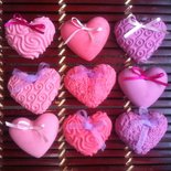 Cuori in gesso profumato nei toni del rosa