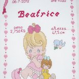 Quadretto nascita "Precious Moments Lei" -punto croce-