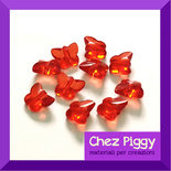 10 x perle a forma di mini farfalla - ROSSO