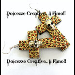 Orecchini Croci Leopardate Borchie e teschio