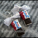 Orecchini Kinder Fetta al Latte in fimo e cernit