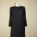 Black 1980's vintage polyester dress, Made in U.S.A.