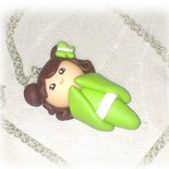 Collana kokeshi green fimo