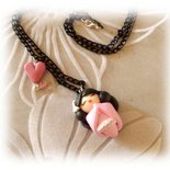 Collana kokeshi pink fimo