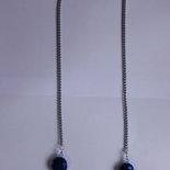 Collana lunga con catena senza chiusura, perle di vetro sfaccettate, distanziatori argentati, fatta a mano