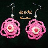 ORECCHINI FUCSIA ALL'UNCINETTO 