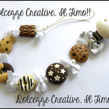 Portaciuccio Baby -UNISEX- bianco - pan di stelle, cookie, tegolino, donut, gocciole, abbracci