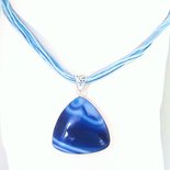 Collana pendente ciondolo in agata naturale azzurra