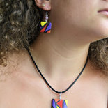 Parure collana e orecchini "Arlecchino Cube" in Fimo